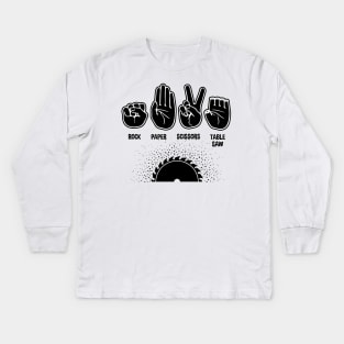 Rock Paper Scissors Table Saw Kids Long Sleeve T-Shirt